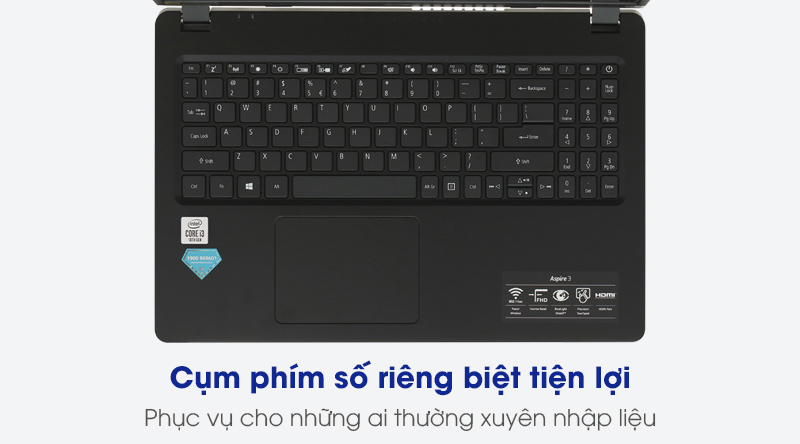 Bộ bàn phím laptop Acer Aspire A315 56 37DV (NX.HS5SV.001) có bàn phím số