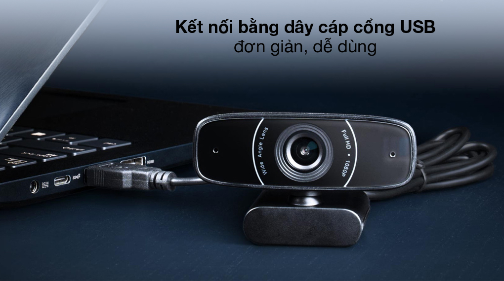 Kết nối dễ dàng-ASUS C3 Black webcam 1080p