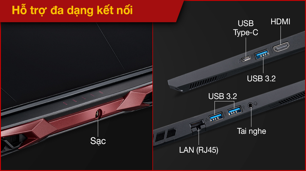 Acer Nitro 5 Gaming AN515 57 74NU i7 11800H (NH.QD9SV.001) - Đầu nối